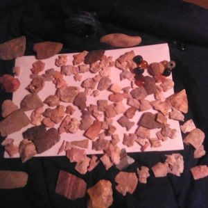 Indian arrowheads and indian beads